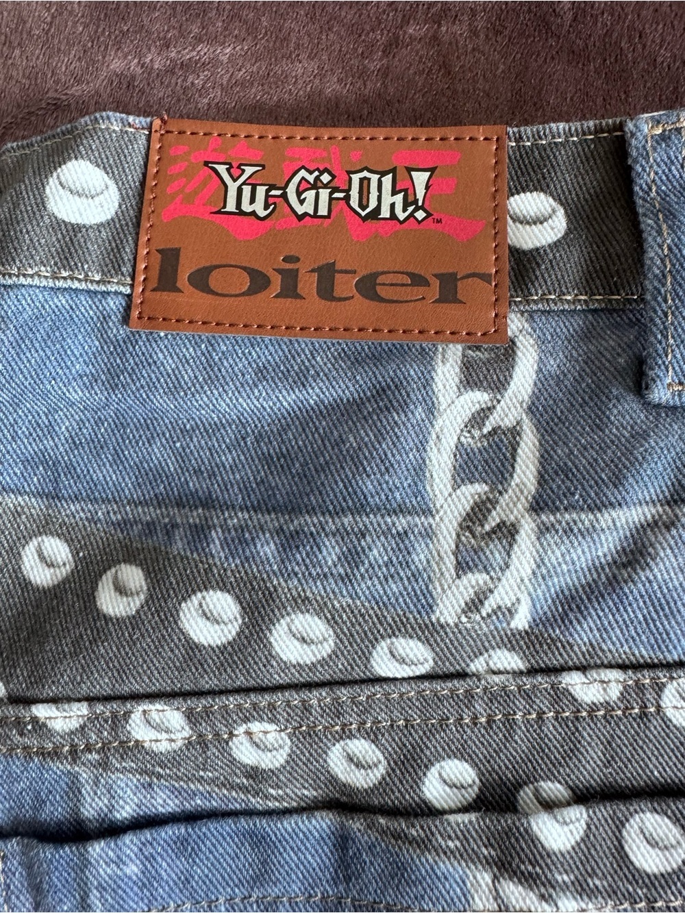 Loiter x Yu-Gi-Oh Denim Jeans Size 32 β Printed Anime Streetwear Pants β Rare - Picture 10 of 16